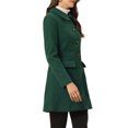 thumbnail image 4 of INSPIRE CHIC Manteau Mi-Long à Simple Boutonnage pour Femme à Col Peter Pan Vert Foncé TP, 4 of 5