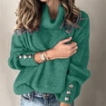 thumbnail image 4 of Kcodviy Able Ladies Bowknot Solid Oversized Christmas Sweater Color Button Sleeve Knitted Three Broomsticks Sweatshirt Casual Sweater Warm Top, 4 of 4
