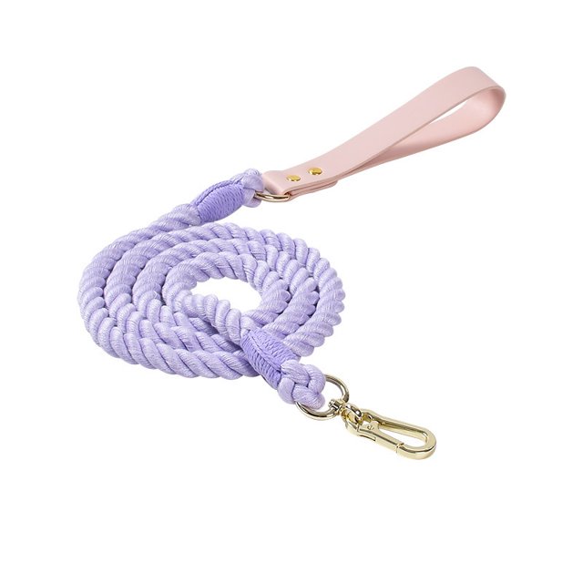 Dog Rope with Soft Leather Handle Thick Dog Lead Leash for Large Medium Small Dogs (Blue Purple, 120cm*1.2cm)