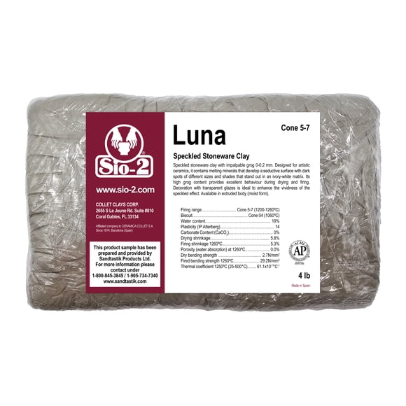 SIO-2 Luna Speckled Stoneware High Fire Pottery Clay, 4 lb (1.8 kg) | Kiln-Fired Clay