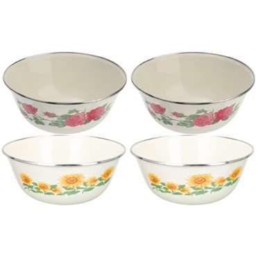 4 Pcs Bols Émaillés Rétro pour Nouilles Instantanées Bols de Nourriture Vintage