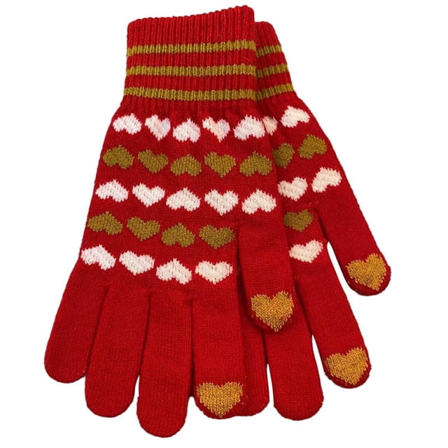 Red Womens Touchscreen Knitted Gloves For Winter Warmth Thermal Lining Cold Proof Stretchable Comfortable And Smartphone Compatible