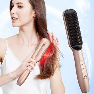 zanvin Cordless Hair Straightener Brush, Portable Straightening Brush With Negative Ion, Hot Comb Hair Straightener For Women, Lightweight