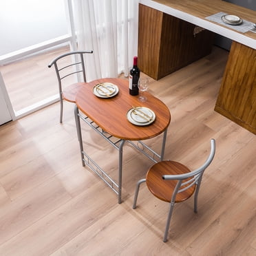 Ktaxon Modern Dining Table Set for 2, Breakfast Dining Room Set with 2 Chairs Kitchen Table and Chairs Set, Retro Brown