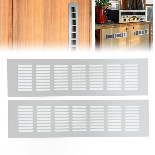 Air Vent Grille, Aluminum Alloy Silver Rectangular Ventilation Grille Cover for Cabinet Closet RV