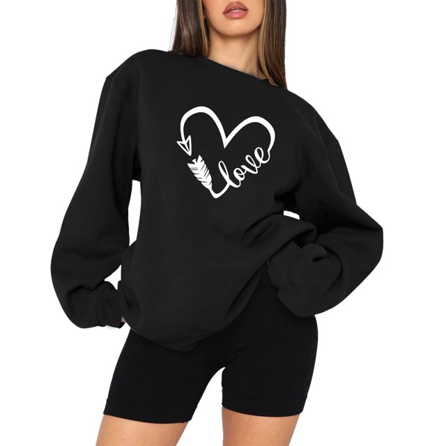 Femmes Décontracté Manches Longues Col Rond Hauts Chemises Amples Blouse Saint-Valentin Imprimé Graphique Chandail