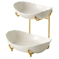 thumbnail image 2 of Siruishop Ceramic Fruit Bowl for Kitchen Counter Fruit Display Stand for Kitchen Snack Gold 2 Layer, 2 of 8