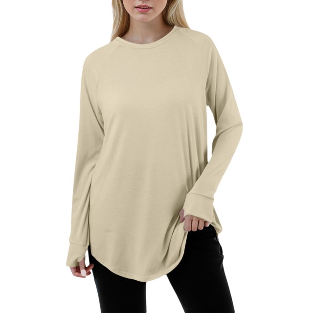 2025 Femmes Décontracté Uni à Manches Longues Chemise de Cheer Couleur Ample Col Rond Chemises pour Femmes à Manches Longues Manches Raglan Chemises pour Femmes T-Shirt