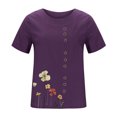 thumbnail image 4 of EQWLJWE Chemises pour Femmes Liquidation T-Shirts pour Femmes Femmes Manches Courtes Décontracté Col Rond Imprimé Ample Tunique à Boutons Chemise Blouse Hauts, 4 of 5