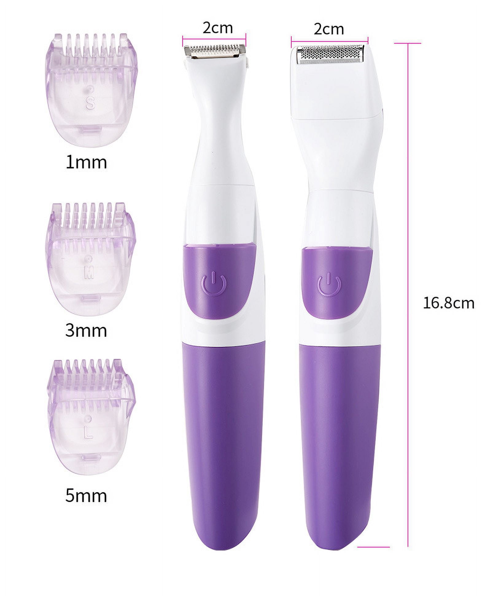 2-in-1 Shaver Women's Hair Removal Tool Body Hair Trimmer Electric Shaver Wet and Dry Use Full Body Washable Battery-Powered