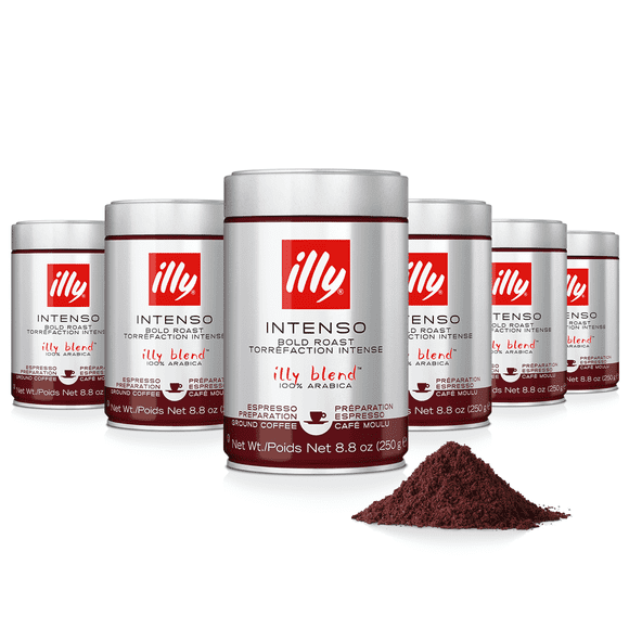 illy Café Expresso Moulu, Intenso Corsé Roast, 100 % Arabica, 8.8 oz, Lot de 6