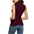 thumbnail image 3 of SHTXOZHI Débardeurs pour Femmes Col Roulé Sans Manches Chemises Couleur Unie Tops d'Été Décontractés, 3 of 6