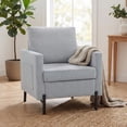 thumbnail image 2 of HOMCOM Accent Chair Modern Upholstered Armchair w/ Side Pockets, Light Grey, 2 of 10