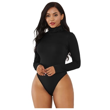 Women Turtleneck Long Sleeve Women Turtleneck Long Sleeve Bodysuit Leotard Top Blouse Jumpsuit Romper