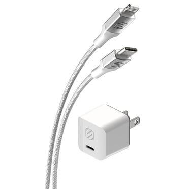 Mini chargeur résidentiel Cube HPD30Ci4B8W-SP Scosche 30 watts USB-C avec câble tressé de 2,4 m (8 pi)