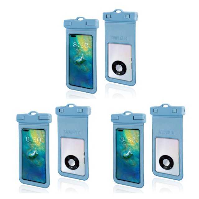 Wweixi Waterproof Phone Pouch 7.2 Inch Smartphone Underwater Dry Bag Sealing Portable Protector Document Protective Case Gray Blue 3Set