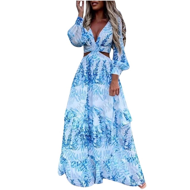 JUNWELL Robe Bohème d'Été pour Femmes, Robe Maxi Décontractée Grande Taille de Couleur Unie avec Encolure en V et Détails de Franges en Dentelle. Cette Robe Légère en polyester Présente des Manches Longues et une silhouette Fluide, Idéale pour les occasions d'Été comme les Sorties à la Plage, les Mariages Ou les Tenues Décontractées. Parfaite pour un Style d'Inspiration Bohème.