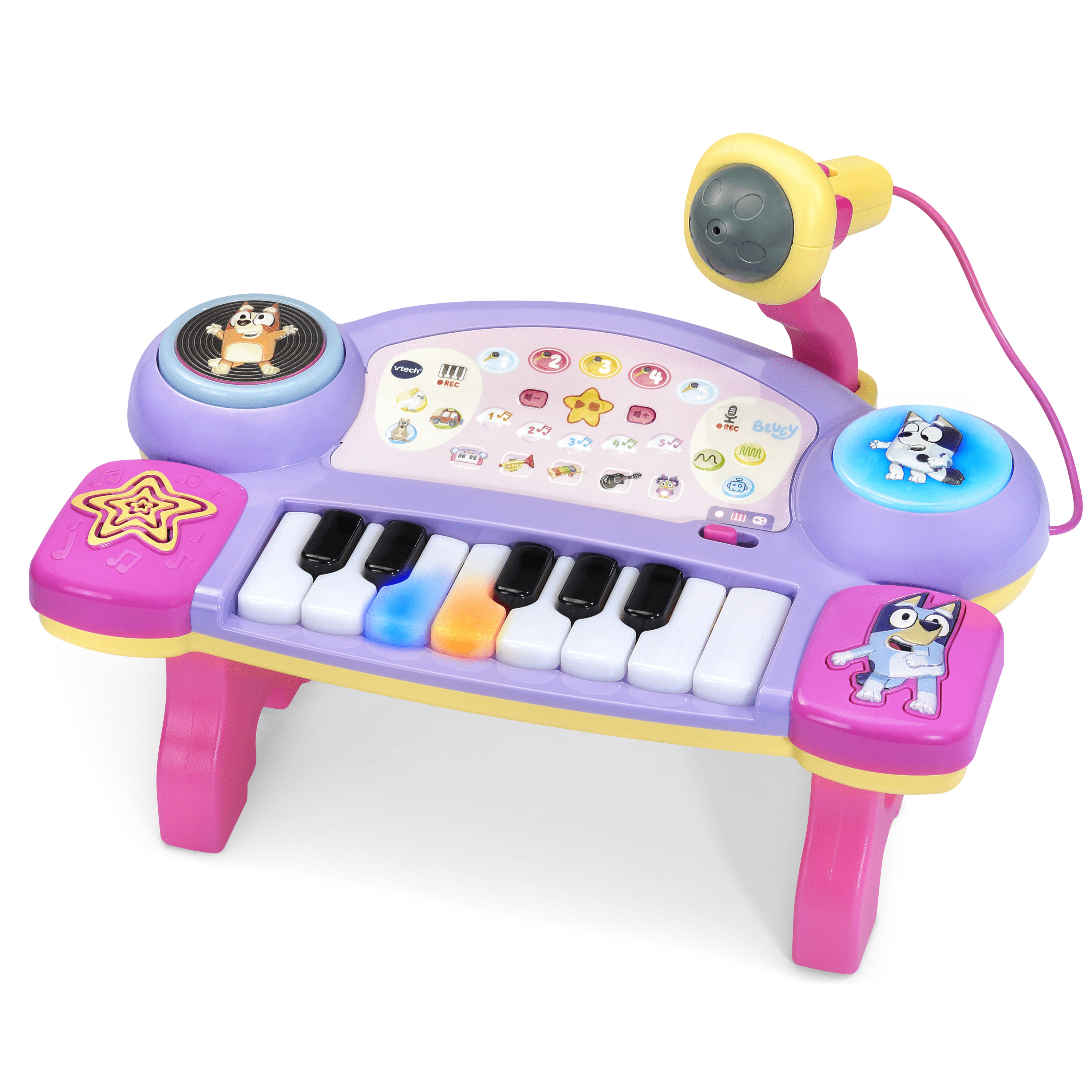 VTech Bluey Super piano DJ avec microphone pour les enfants - Version Française, 3+ Ans