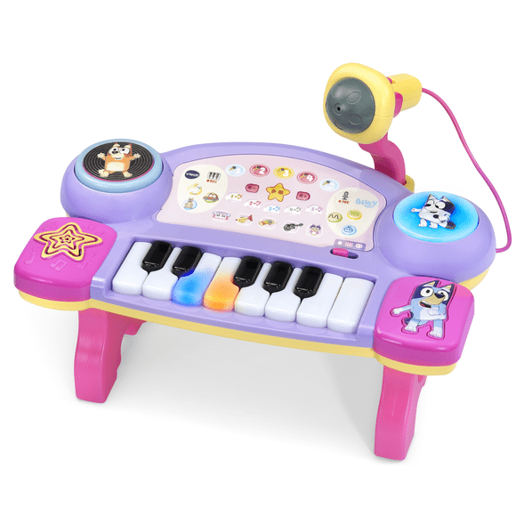 VTech Bluey Super piano DJ avec microphone pour les enfants - Version Française, 3+ Ans