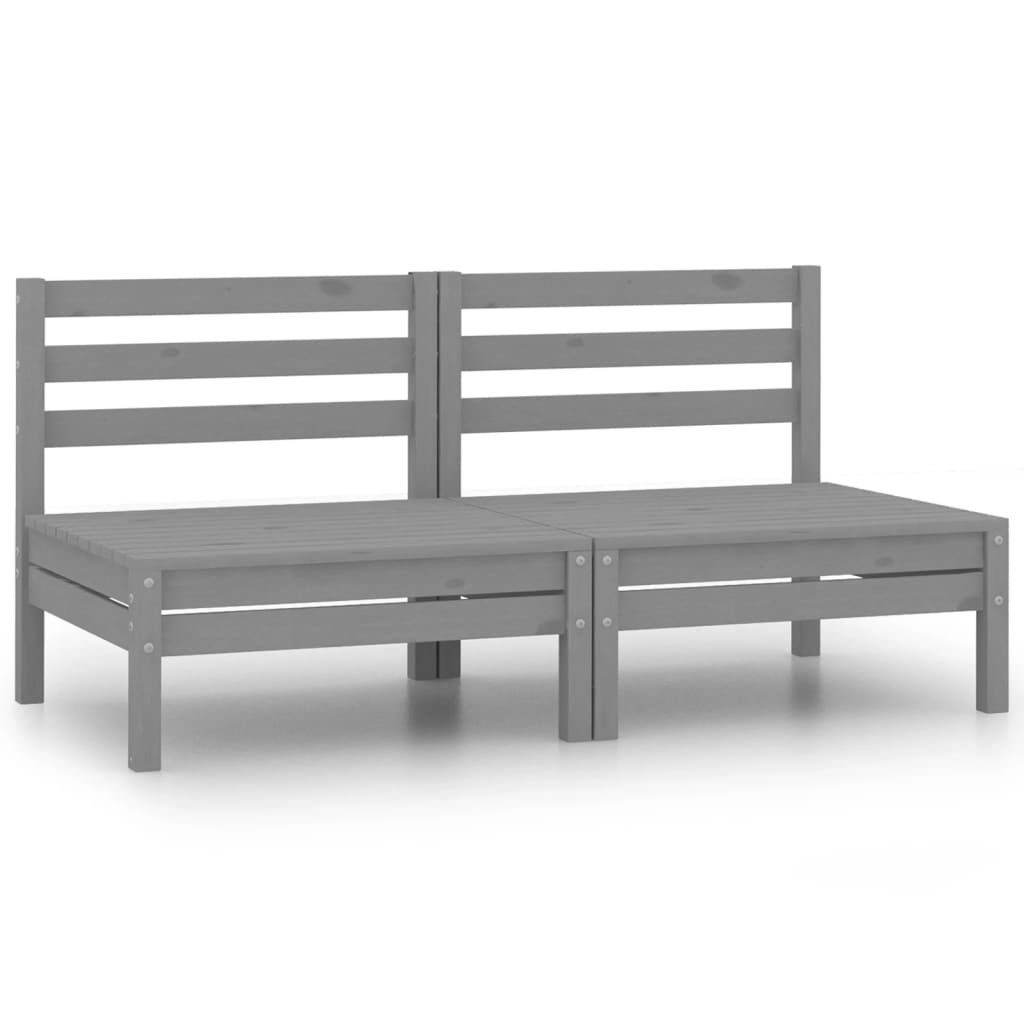 vidaXL Canapés du Milieu de Jardin 2 Pcs Gris Pin Massif