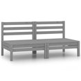 thumbnail image 1 of vidaXL Garden Middle Sofas 2 pcs Grey Solid Pinewood, 1 of 5