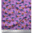 thumbnail image 1 of Soimoi Modal Satin Fabric Text,Rugby Ball & Bird Cartoon Printed Craft Fabric by The Yard 42 Inch Wide, 1 of 3