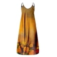 thumbnail image 3 of Robe Longue d'Été pour Femme à Col Rond, Imprimée, Sans Manches, Grande Taille, à Enfiler, à Bretelles Spaghetti, Longue Robe Maxi avec Poches, 3 of 4