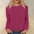 thumbnail image 2 of Timegard Womens Tops Long Sleeve Round Neck Solid Color Basic Tee Fall Casual Comfy Loose Tops Blouse, 2 of 5