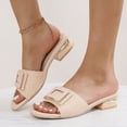 thumbnail image 2 of Dakaela Women's Flat Sandals Summer Comfortable Square Open Toe Slip on Slides Work Dress Mules Beige, 2 of 6