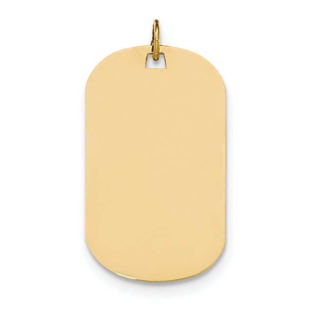14K Yellow Gold Plain .035 Gauge Engraveable Dog Tag Disc Charm
