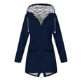 thumbnail image 2 of Mikilon Women Solid Rain Jacket Outdoor Plus Size Waterproof Hooded Windproof Loose Coat, 2 of 5