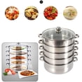 thumbnail image 3 of 5-Tier Stainless Steel Steamer, Multi-Layer Cookware Pot with Handles on Both Sides, 3 of 4