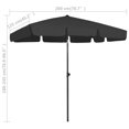 thumbnail image 4 of vidaXL Parasol de Plage Noir 200x125 cm, 4 of 5
