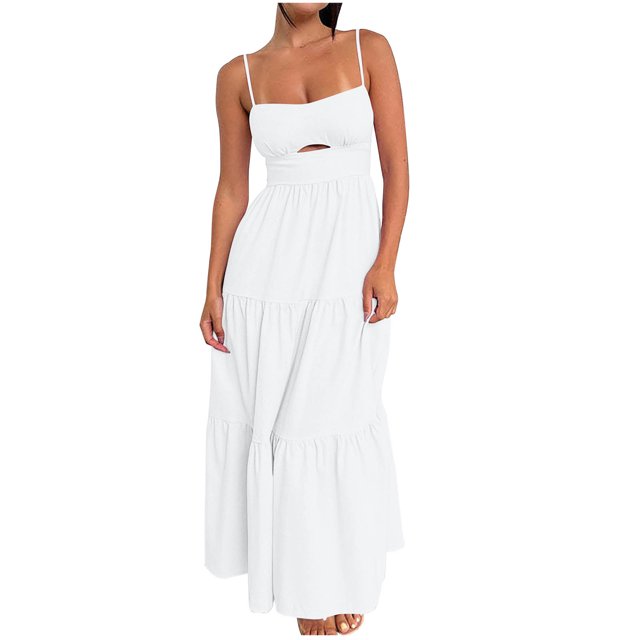 Birdeem Robe Sans Manches pour Femmes, Mode Aguichant, Couleur Unie, Ajourée, à Fermeture Éclair, Camisole
