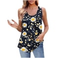 thumbnail image 1 of UPPADA Camisoles Mignonnes pour Femmes Tendance Col Rond à Fleurs Hauts d'Été Sans Manches Blouses Chic Décontracté Débardeurs Graphiques Noir,m, 1 of 5