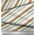 thumbnail image 2 of Soimoi Green Silk Fabric Diagonal Stripe Printed Fabric 1 Yard 42 Inch Wide, 2 of 5