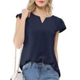 thumbnail image 4 of INSPIRE CHIC Blouse Haut pour Femme à Col en V, de Travail Décontracté, à Manches Courtes, 4 of 6