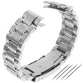 thumbnail image 2 of 20mm Stainless Steel Solid Links Bracelet Watch Band Strap Curved End with 4pcs Watch Spring Bars (Silver), 2 of 6