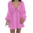 thumbnail image 1 of Robe Longueur Genou pour Femmes Col en V Longueur Genou Robe à Manches Longues Aguichant Rétro Robe Ample Aguichant Longue Robe pour Femmes Robe Ample pour Femmes Longue Robe Aguichant pour Femmes, 1 of 5