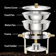 thumbnail image 4 of Garvee Réchauds Ronds pour Aliments 5 Qt, Plat Anti-Frottement pour Buffet, Ensemble de 2, Or, 4 of 9