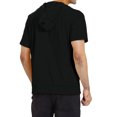 thumbnail image 3 of INSPIRE CHIC Men's Short Sleeve Hoodies Solid Color Zip Up Jackets with Hood M Black, 3 of 7