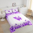 thumbnail image 4 of Erosebridal Ensembles de Literie Initiale Florale Double avec Couette, Insert de Couette Fleur Papillon, Déco de Chambre Ado, Réversible, 3 Pcs, 4 of 8