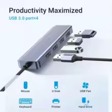 thumbnail image 2 of UGREEN 4-Port USB 3.0 Hub Black New, 2 of 5