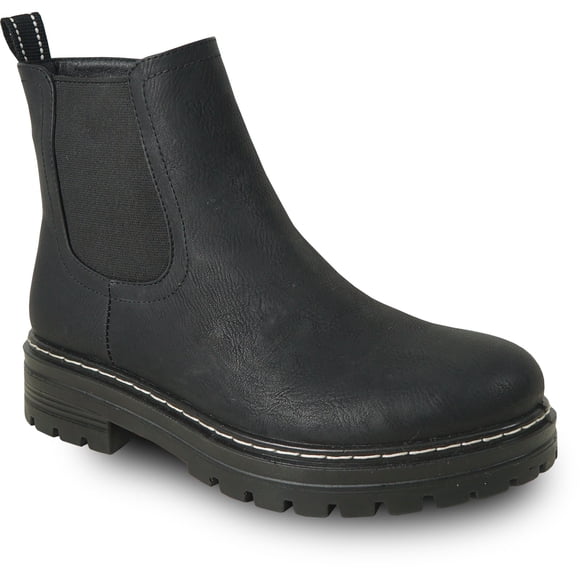 kozi Canada Women Ankle Casual Riding Bootie Chelsea Boot LEILA-1 Fall Boot Side Zipper Black