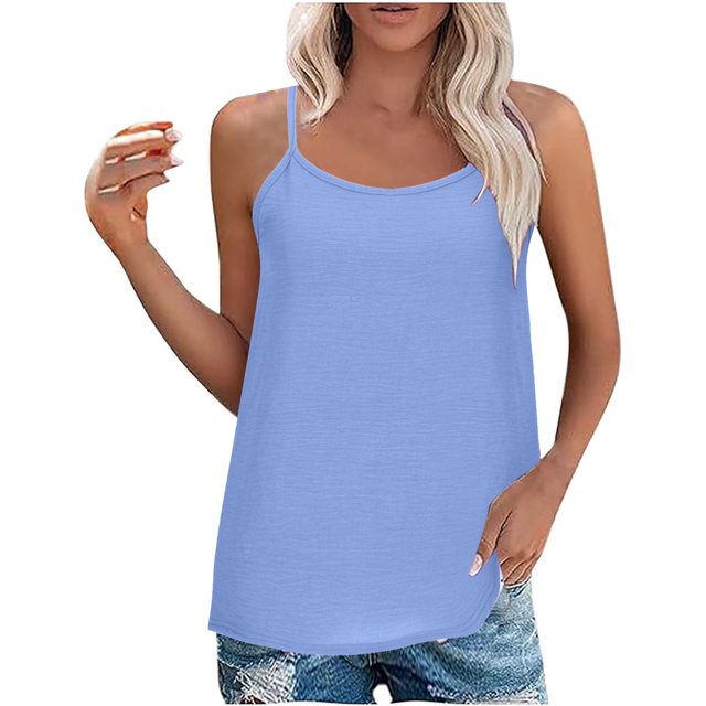 Yuyuzo Camisoles Débardeurs pour Femmes Sans Manches Hauts de Sortie Encolure Carrée Camis Décontractés Amples T-Shirts Tees