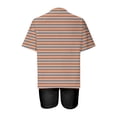thumbnail image 4 of Mikilon Ensemble Élégant pour Femmes 2 Pcs Mode Décontractée Rayé Imprimé Col Rond Épaule Tombante Short Ensemble Deux Pièces Orange-A TG, 4 of 4