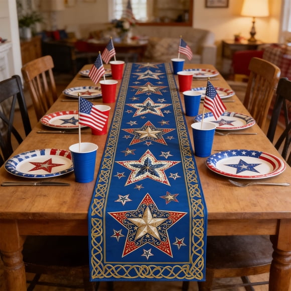 shyuyusa Chemin de Table et Nappe Décoratifs pour la Fête de l'Indépendance, Ornement de Table à Manger pour les Fêtes