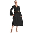 thumbnail image 3 of Kaerm Tunique de Danse Liturgique de Louange pour Femmes, Tenue de Danse d'Église, Robe Tunique Maxi à Manches Longues, Noir, TTG, 3 of 7