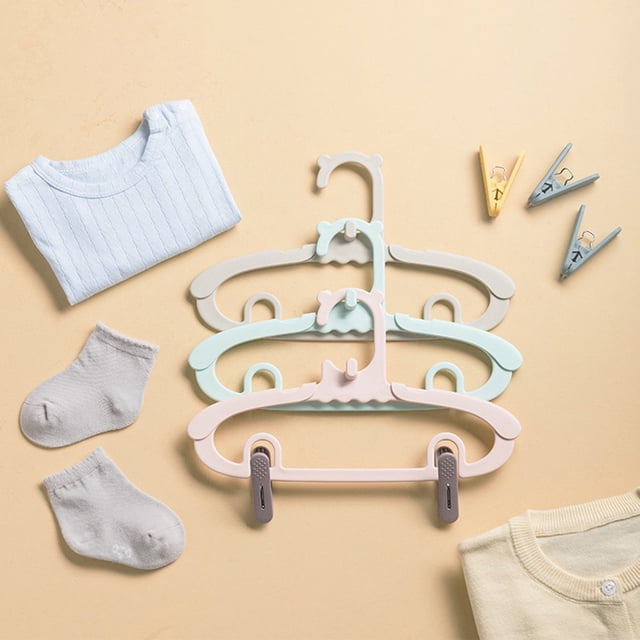 10Pcs Baby Clothes Hangers Stackable Good Load-bearing Non-Slip High Toughness Smooth Surface Save Space Scalable Pants Clothes Drying Racks Kids Hangers Bathroom Supplies