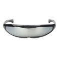 thumbnail image 2 of Futuristic Costume Single Colored Mirror Lens Novelty Wrap Sunglasses Black Frame Mirrored, 2 of 6